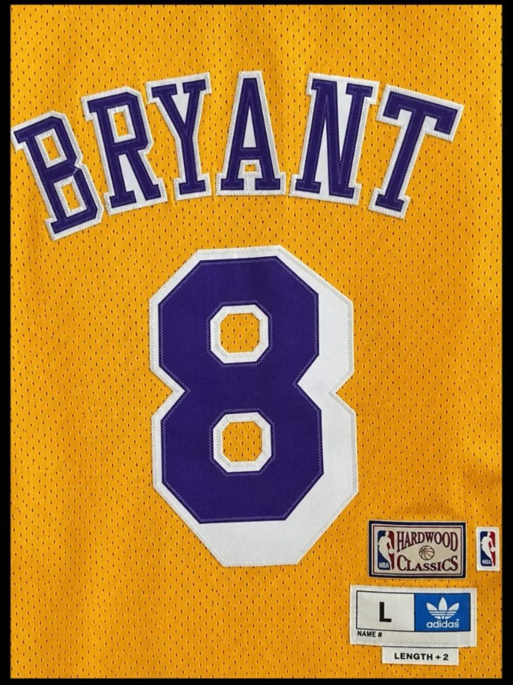 Adidas Kobe Bryant #8 Lakers Jersey Gold Purple Hardwood Classics Swingman L